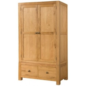 Devonshire Avon Oak Furniture Double Wardrobe With 2 Drawers