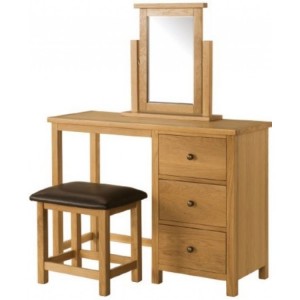 Devonshire Burford Oak Furniture Dressing Table Stool And Mirror