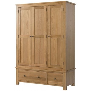 Devonshire Burford Oak Furniture Triple Wardrobe With 2 Drawers