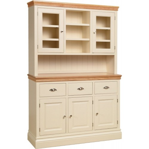 Lundy Painted Oak Furniture 4ft6 Glazed Dresser Top Only