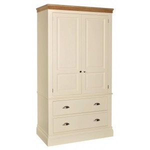 Lundy Painted Oak Furniture 2 Drawer Double Wardrobe