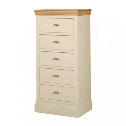 Lundy Painted Oak Furniture 5 Drawer Wellington Chest