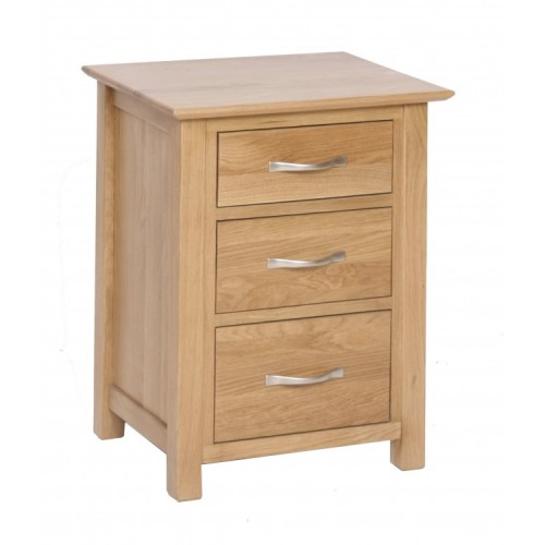 Devonshire New Oak Furniture 3 Drawer High Bedside Cabinet