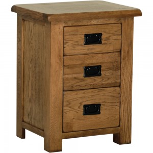 Devonshire Rustic Oak Furniture 3 Drawer High Bedside