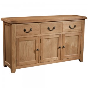 Somerset Rustic Oak Furniture 3 Door 3 Drawer Sideboard