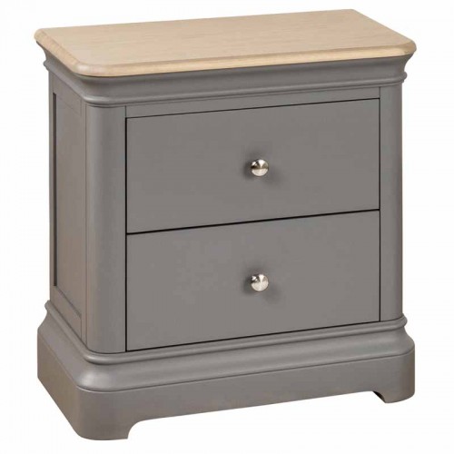 Pebble Slate Grey Painted Furniture 2 Drawer Bedside Cabinet