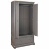 Pebble Slate Grey Painted Furniture Double Wardrobe with Drawer