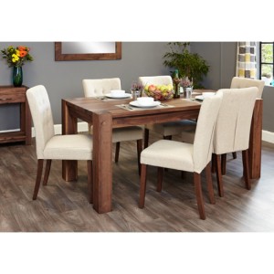 Mayan Walnut Furniture 8 Seater Dining Table & Chairs Set