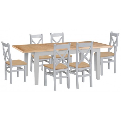 Tenby Grey Painted 1.6m Extending Table & Cross Back Chairs