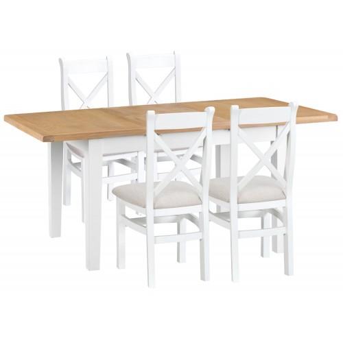 Tenby White 1.2m Extending Table & Fabric X-back Chairs