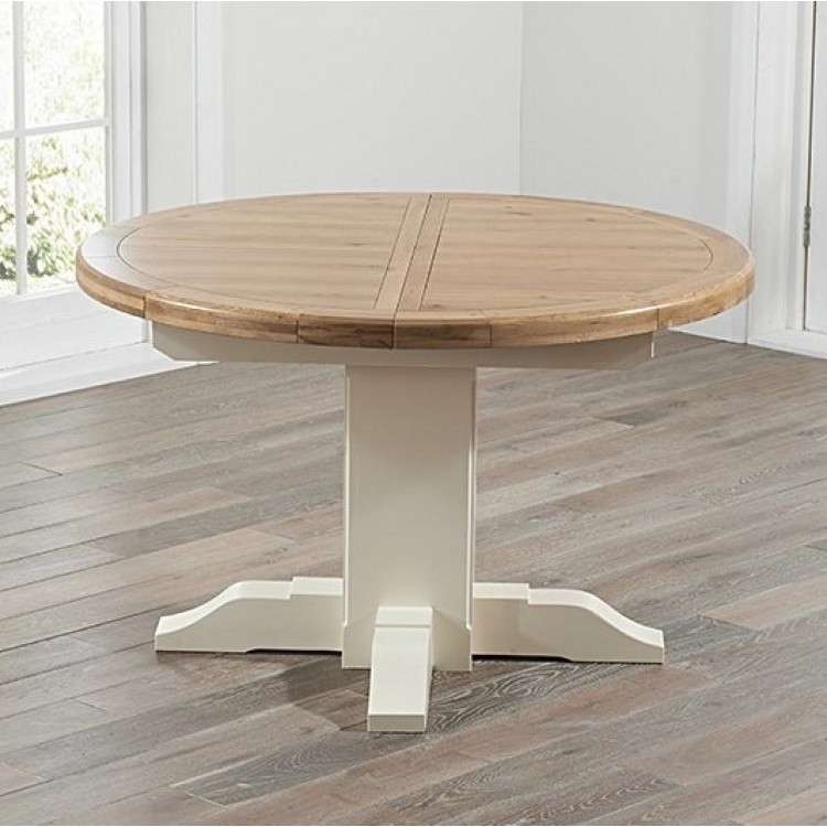 Turin Oak Cream 125 Round Extending, Round Cream Table And Chairs