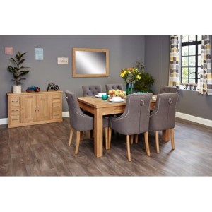 Mobel Oak Furniture Extending 8 Seater Dining Table & Upholstered Set
