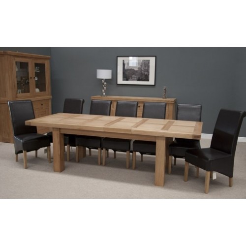 Bordeaux Solid Oak Furniture Large Extending Dining Table 12 Seater  