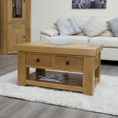 Bordeaux Solid Oak Furniture Coffee Table with Drawers