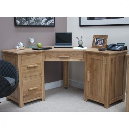 Homestyle Opus Solid Oak Furniture Corner Computer Desk 