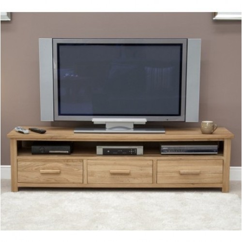 Homestyle Opus Solid Oak Furniture Wide Plasma TV Unit Cabinet  
