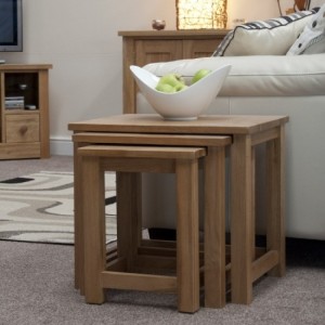 Homestyle Opus Solid Oak Furniture Triple Nest Of Tables 