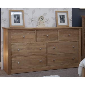 Homestyle Torino Solid Oak Furniture Wide 7 Drawer Multi Chest 