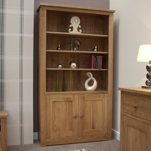 Homestyle Torino Solid Oak Furniture 2 Door Bookcase 