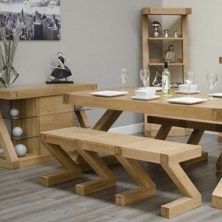 Z Solid Oak Furniture Dining Table, Large Solid Oak Dining Table