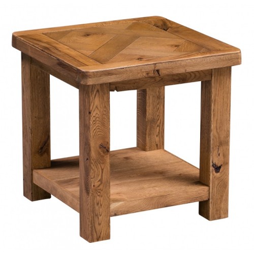 Homestyle Aztec Oak Furniture Rustic Lamp Table with Low Shelf