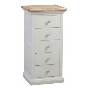 Homestyle Cotswold Two-Tone Oak Furniture Tallboy Chest Of 5 Drawers