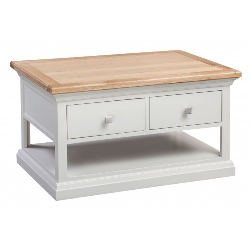 CLEARANCE Homestyle Cotswold Two-Tone Oak Furniture 2 Drawer Coffee Table