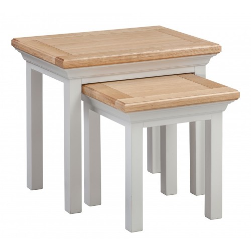 Homestyle Cotswold Two-Tone Oak Furniture Nest Of 2 Tables