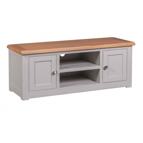 Homestyle Diamond Oak Top Grey Painted Furniture 2 Door TV Cabinet