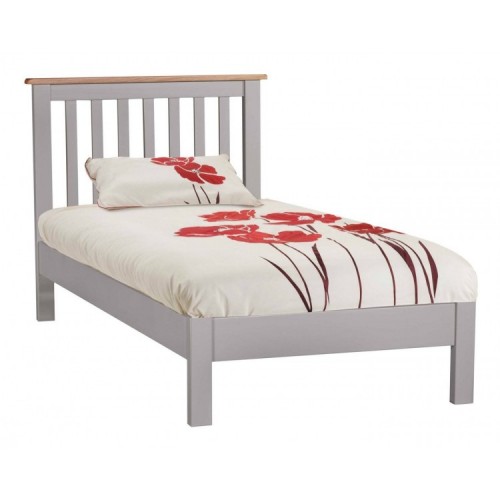 Homestyle Diamond Oak Top Grey Painted Furniture Single 3ft Bedstead  