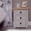 Homestyle Diamond Oak Top Grey Painted Furniture 3 Drawer Bedside