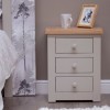 Homestyle Diamond Oak Top Grey Painted Furniture 3 Drawer Bedside