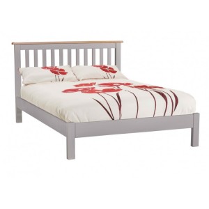 Homestyle Diamond Oak Top Grey Painted Furniture Double 4ft6 Bedstead