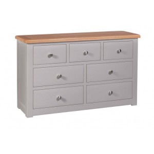 Homestyle Diamond Oak Top Grey Painted Furniture 7 Drawer Chest Of Drawers