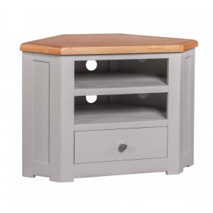 Homestyle Diamond Oak Top Grey Painted Furniture Corner TV Cabinet