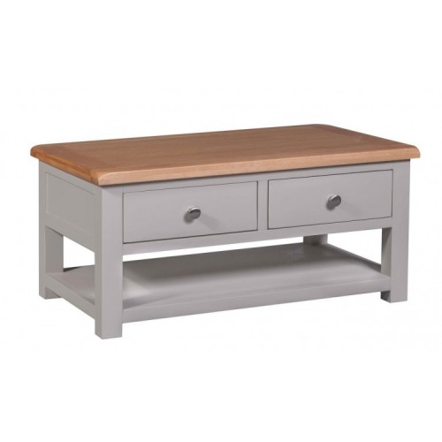 Homestyle Diamond Oak Top Grey Painted Furniture Coffee Table