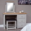 Homestyle Diamond Oak Top Grey Painted Furniture Dressing Table & Stool Set