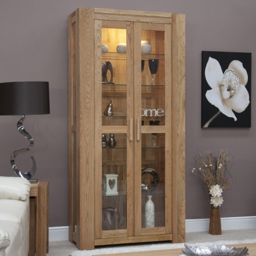 Homestyle Trend Oak Furniture 2 Door Glass Display Unit