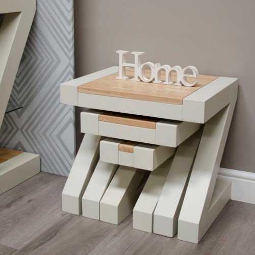 Homestyle Z Painted Oak Furniture Nest Of Tables