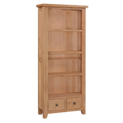 Canterbury Wax Oak Furniture 2 Drawer 3 Shelf Tall Bookcase