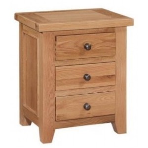 Canterbury Wax Oak Furniture 3 Drawer Bedside Table