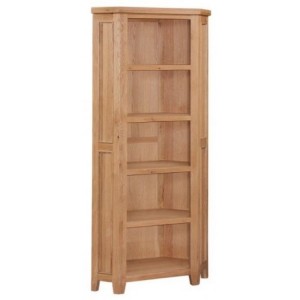 Canterbury Wax Oak Furniture Tall Corner Bookcase