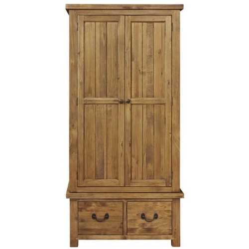 Fairford Rustic Furniture Double Wardrobe with 2 Drawers