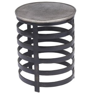 Ferro Large Graphic Silver Circular Side Table