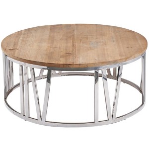 Hanoverian Reclaimed Pine Furniture Clock Design Round Coffee Table