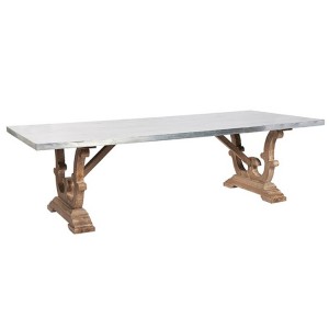 Hanoverian Reclaimed Pine Furniture Zinc Top Large Dining Table