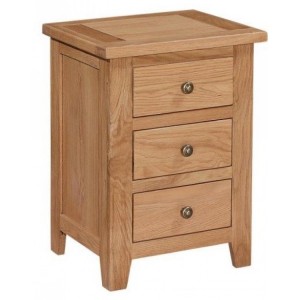 Mini Canterbury Oak Furniture 3 Drawer Bedside Cabinet