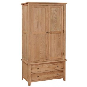 Mini Canterbury Oak Furniture 2 Door 2 Drawer Gents Wardrobe