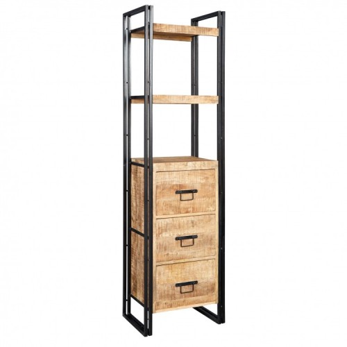 Cosmo Industrial Furniture Slim Drawer Bookcase