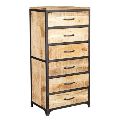 Cosmo Industrial Furniture 6 Drawer Tall Chest